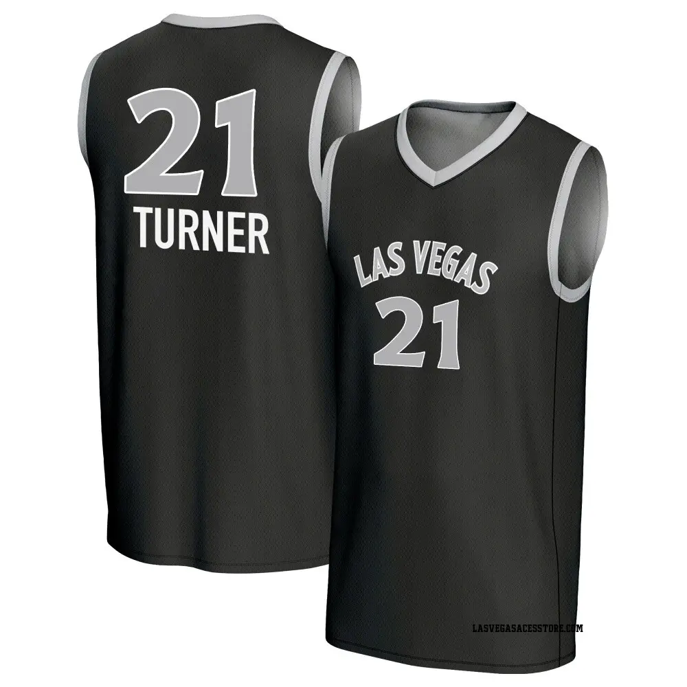 Men's Brianna Turner ＃21 Replica Black Las Vegas Aces Lightweight Jersey