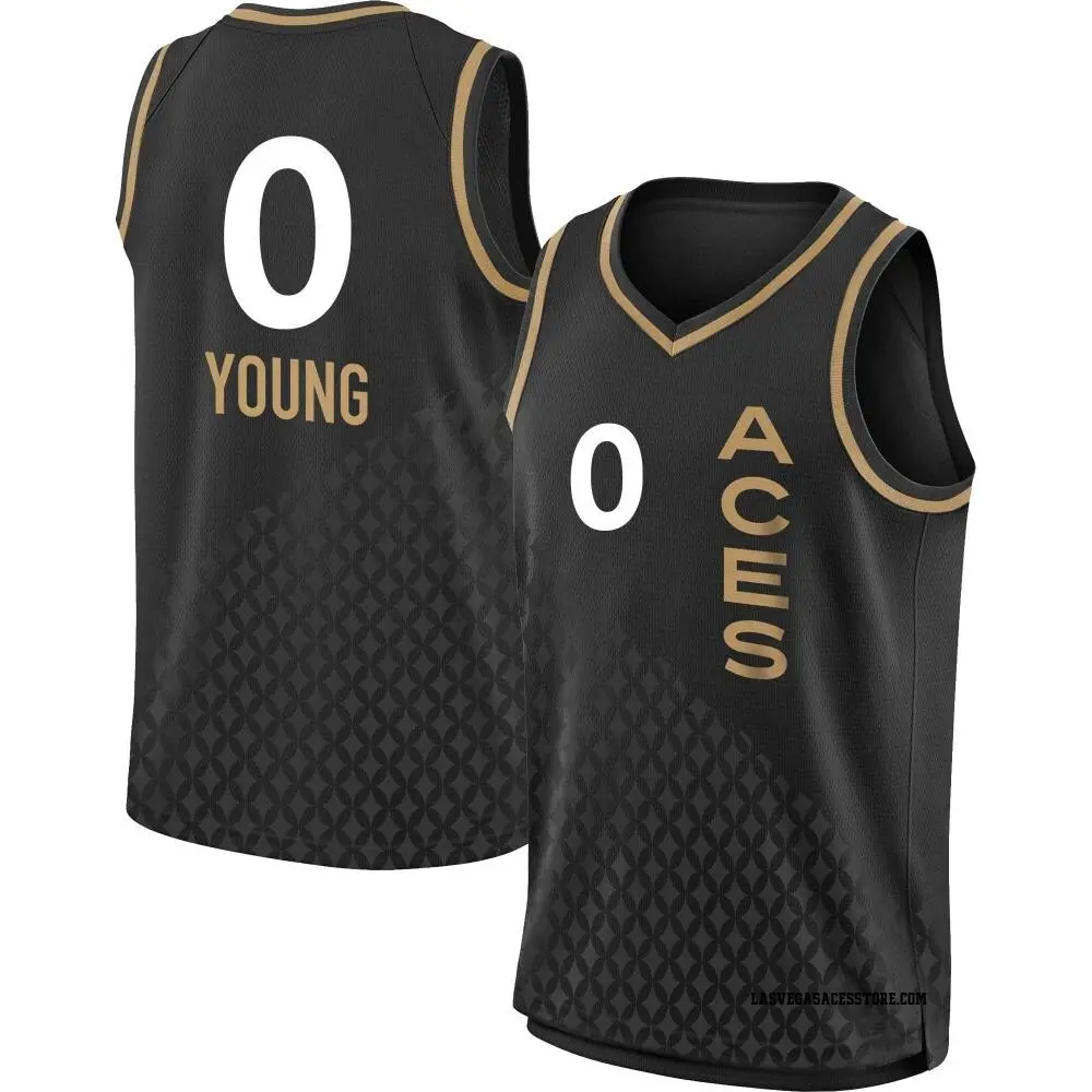 Men's Jackie Young ＃0 Rebel Edition Victory Black Las Vegas Aces 2021 Jersey