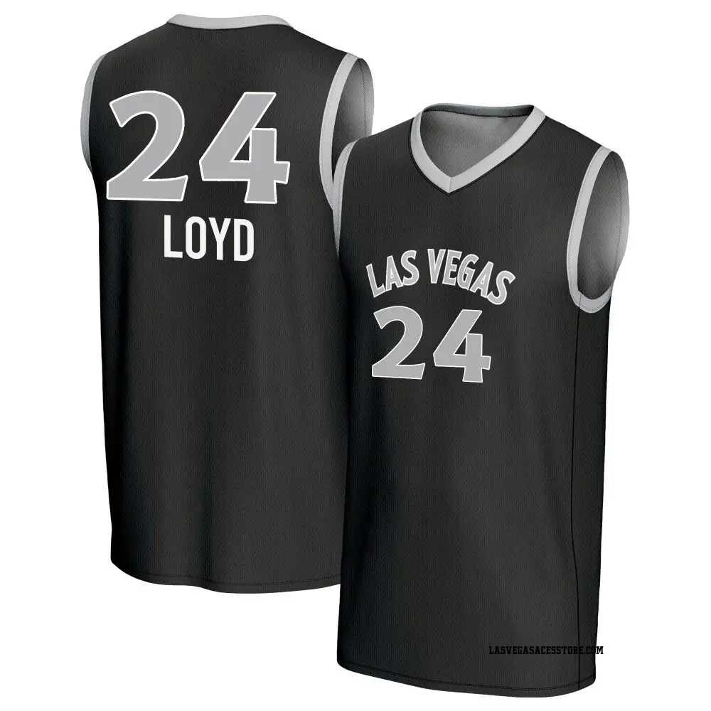 Men's Jewell Loyd ＃24 Replica Black Las Vegas Aces Lightweight Jersey
