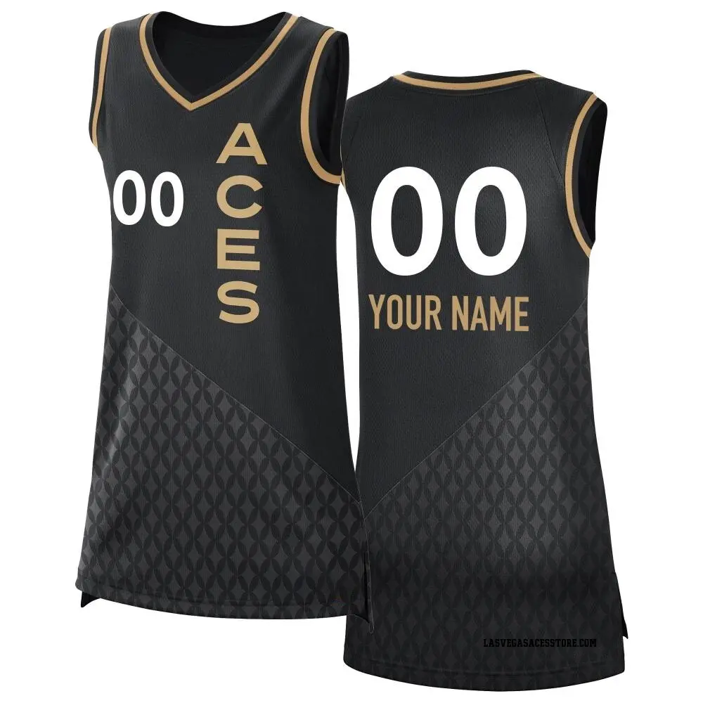 Women's Custom ＃00 Rebel Edition Victory Black Las Vegas Aces 2021 Jersey