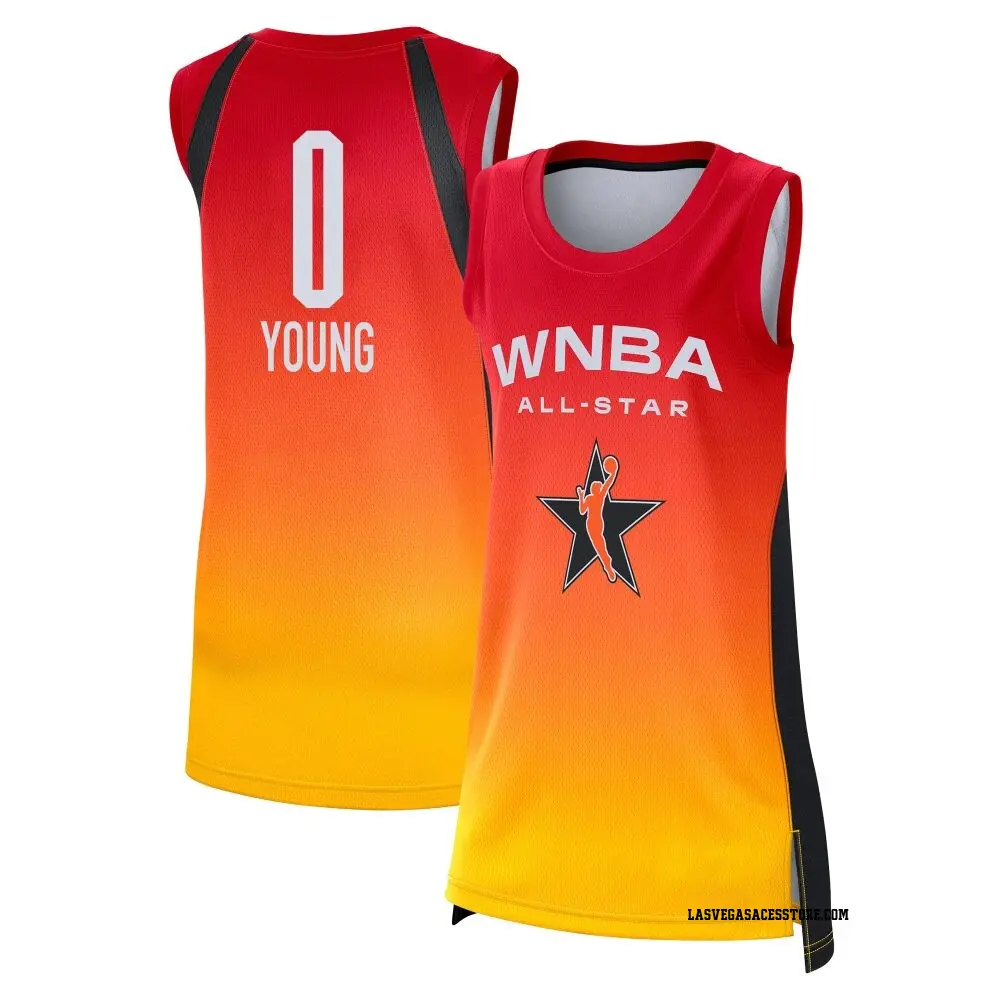 Women's Jackie Young ＃0 Explorer Edition Victory Orange Las Vegas Aces 2025 All-Star Game Jersey