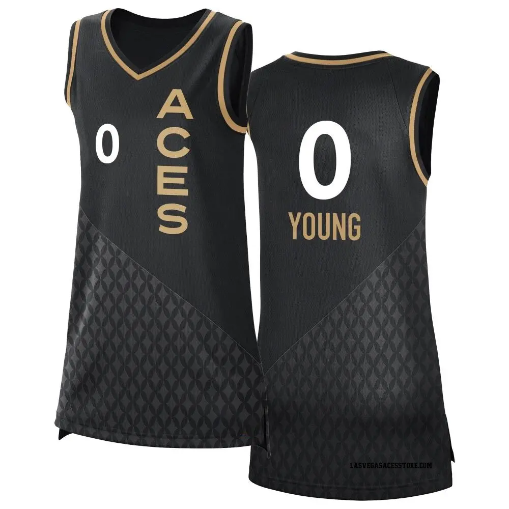 Women's Jackie Young ＃0 Rebel Edition Victory Black Las Vegas Aces 2021 Jersey
