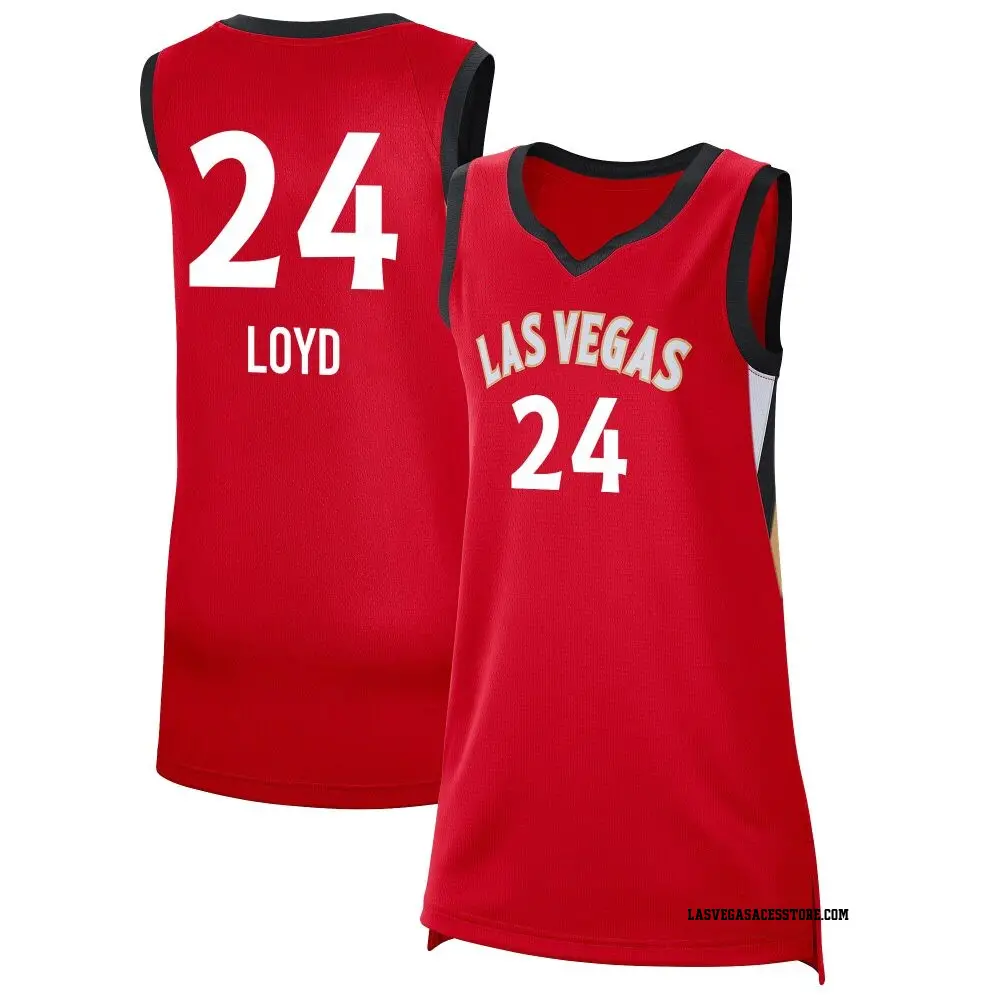 Women's Jewell Loyd ＃24 Explorer Edition Victory Red Las Vegas Aces 2021 Jersey