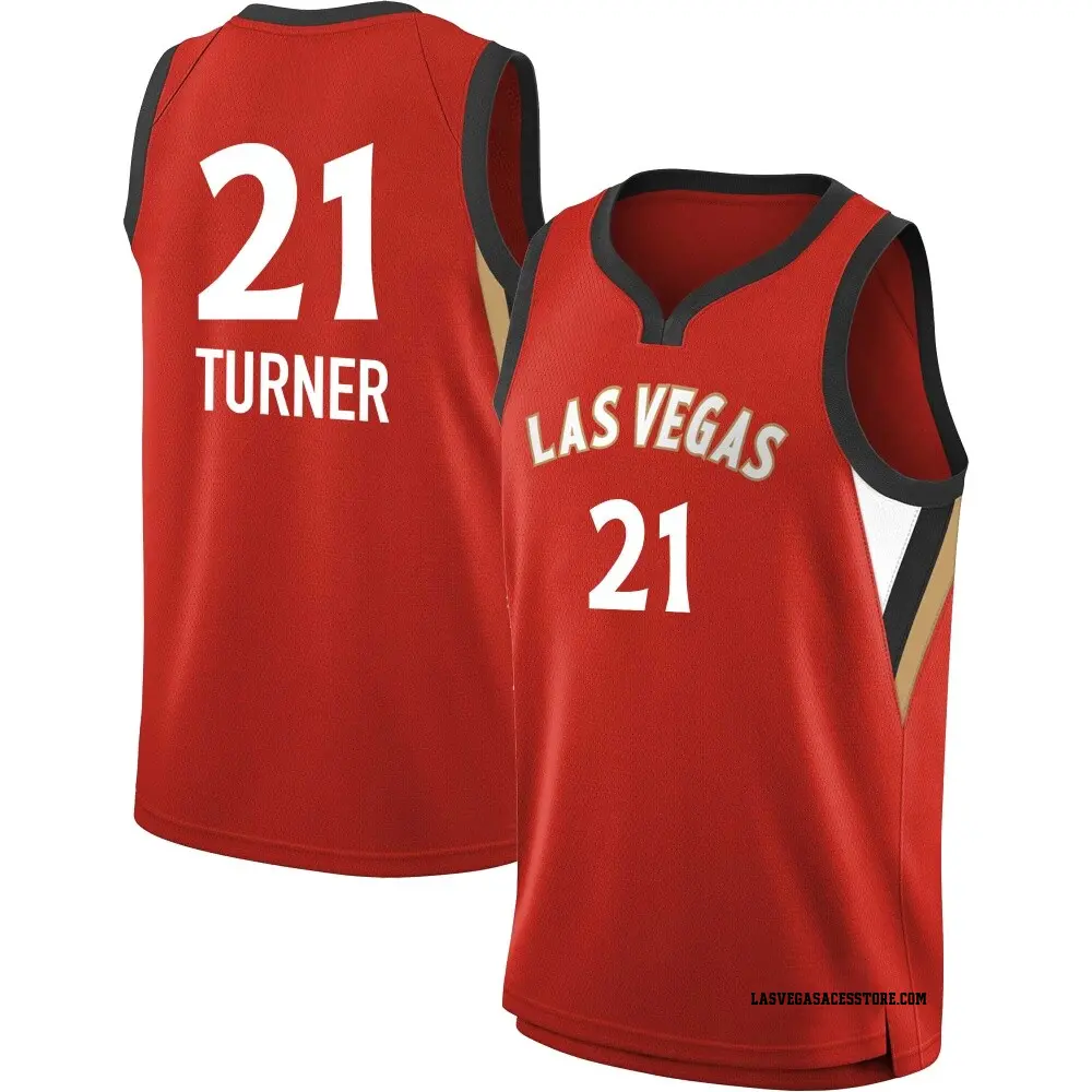 Youth Brianna Turner ＃21 Explorer Edition Victory Red Las Vegas Aces 2021 Jersey