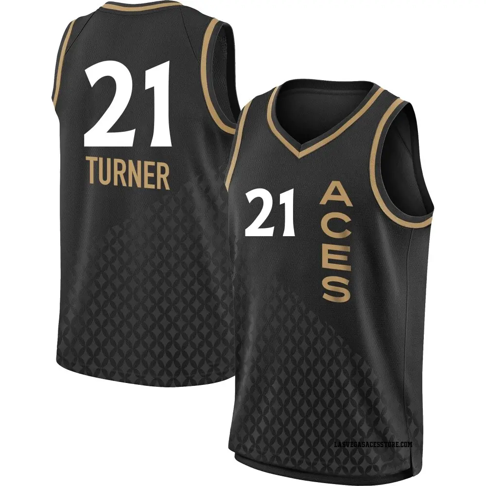 Youth Brianna Turner ＃21 Rebel Edition Victory Black Las Vegas Aces 2021 Jersey