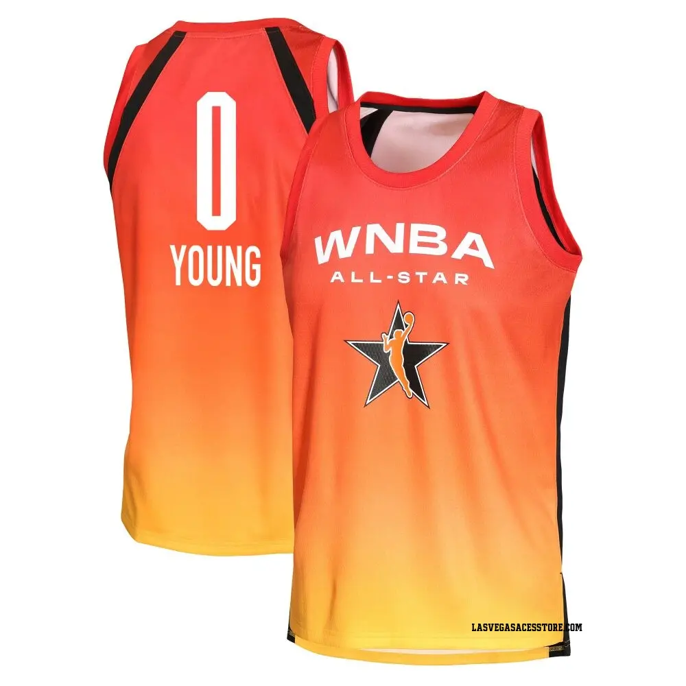 Youth Jackie Young ＃0 Explorer Edition Victory Orange Las Vegas Aces 2025 All-Star Game Jersey